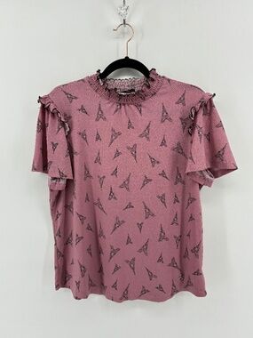 Adrienne Vittadini Pink Eiffel Tower Print Blouse
